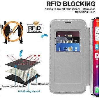 Magnetic Case with Card Slots for iPhone 16 Pro Max RFID Blocking Leather Cover Style H Style H