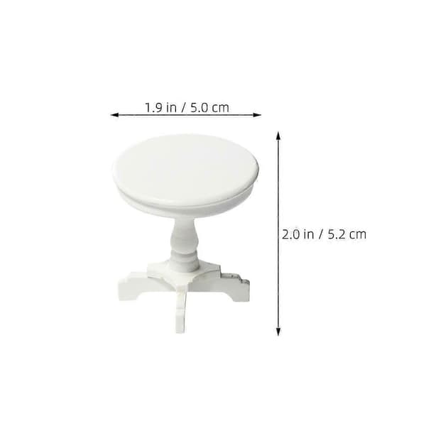 Miniatyrbord Dukkehus Sidebord for Dekorasjon 2 stk Hvit Tre Rund Design