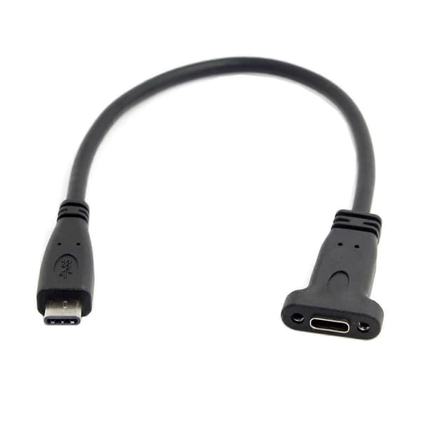 USB-C USB 3.1 Typ C Hane till Hona Förlängningsdatakabel med Panelmonteringsskruvhål
