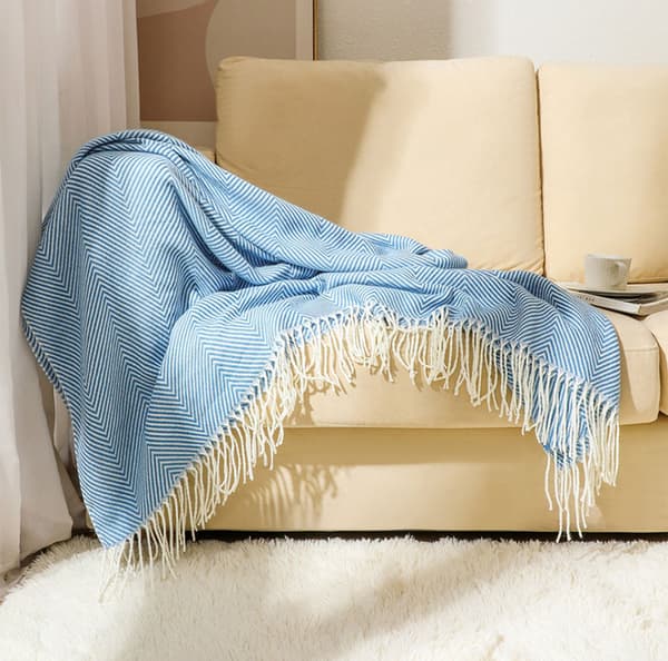 Koselig teppe, sengeteppe, sofa, ullteppe, teppe, pledd, sofateppe, fluffy sofateppe, merinoteppe, fluffy varmt teppe blått 130*220cm blue 130*220cm