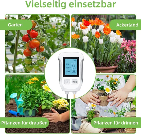 3-in-1 Soil Meter, Digital Moisture Meter PH Meter with Backlight for Gardening, Agriculture