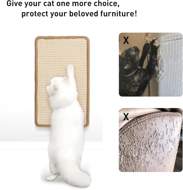 Cat Scratch Mat, 40 x 30 cm, Natural Sisal, Horizontal Scratching
