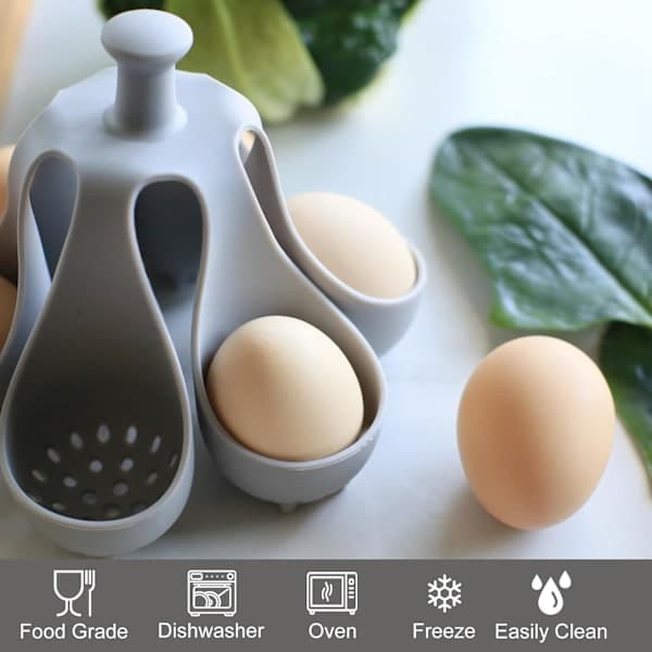 Silicone Egg Cooker, Suitable for Soft-Boiled Eggs, Food-Grade Silicone Egg Cooker with 6 Holders, Kitchen Utensil, Cooking Tool with Handle.