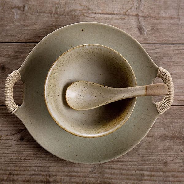 Japanese ceramic spoon, soup spoon, spoon for rice, ramen