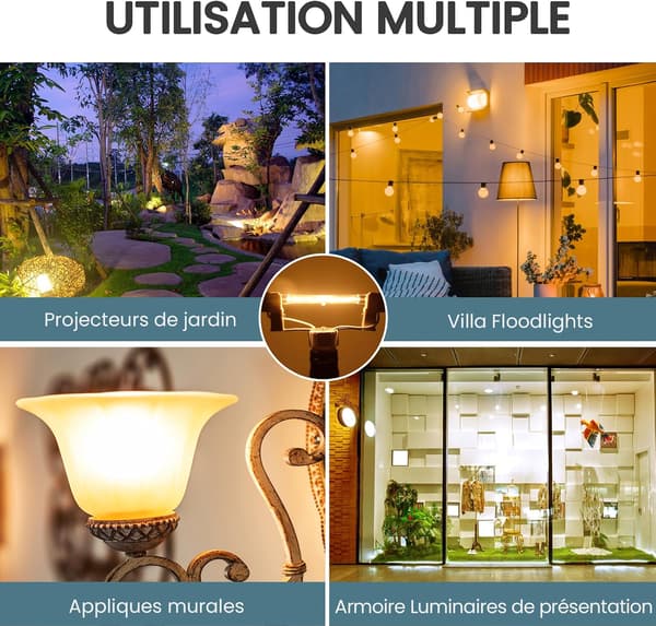 300W Dimmable R7s 118mm Warm White 2800K R7s Linear Halogen Bulb 5900lm AC220-240V for Lighting - 2-pack