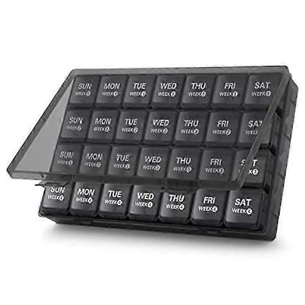 Monthly Pill Organizer 28 Day Pill Box Organized by Week, Large 4-Week Pill Case with Dustproof Lid