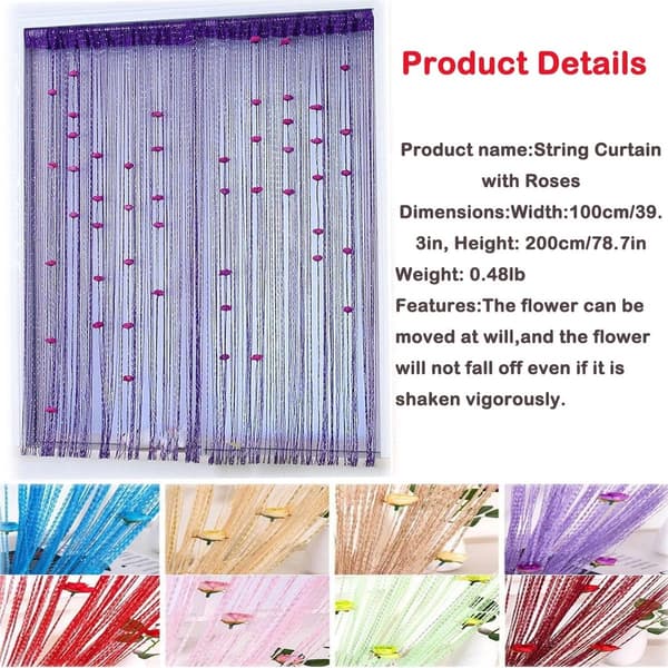 Screening - Window - Light - Wardrobe Curtain - Simple - Installation - Bead Curtain - Purple - 100×200cm