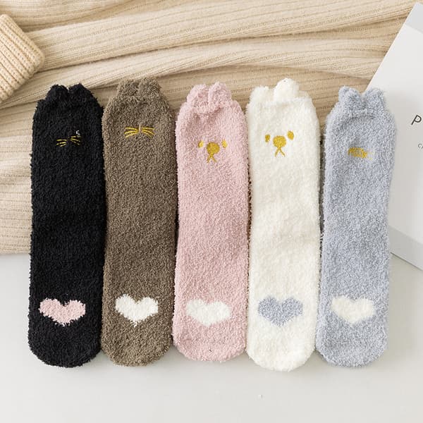 Women's Soft Fuzzy Solid Striped Winter Material Socks - Cozy Microfiber Home Socks - Crew Style, Size 9-11