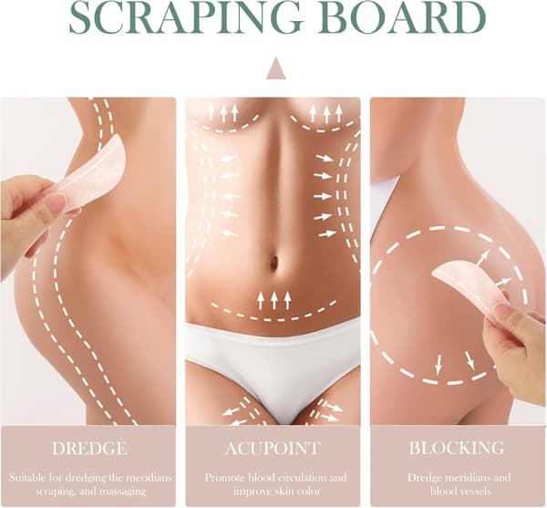 3 st naturlig sten skrapbräda för kroppshud spa ansiktsmassageverktyg Gua Sha skrapa