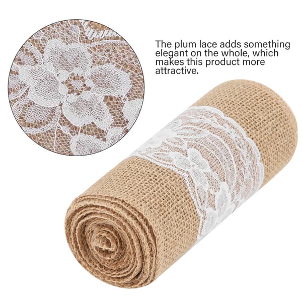 DIY Spets Säckväv Band Hessian Jute Bälte Rem Bröllop Tyg Dekoration 2,7m