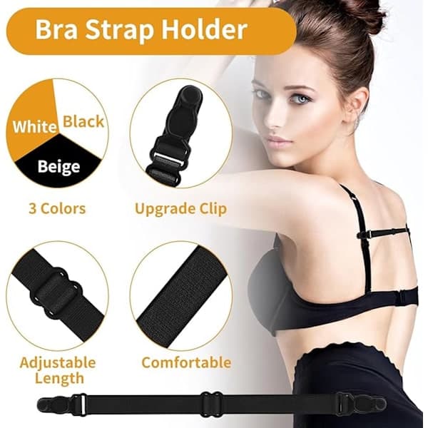 12-pack Elastic Bra Straps Adjustable - with Anti-slip Buckle - Available in Black, White, and Beige
