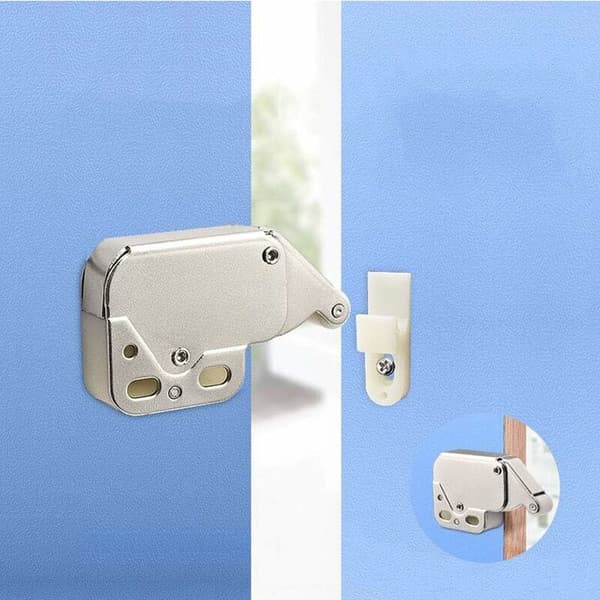 (4-pak) Automatisk fjedertrykssystem Push-In Touch Lock Mini Tip Latch Sikkerhedslås til skabsdørsmøbler