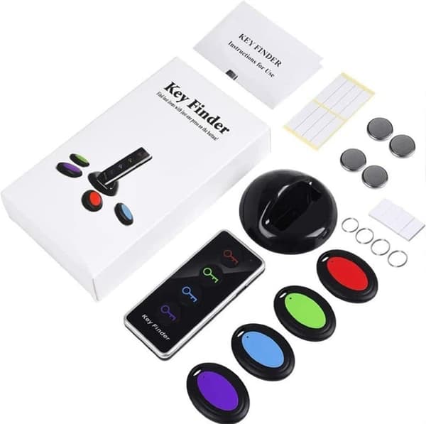 Key Finder with 1 Transmitter and 4 Receivers - Wireless Remote Tracker for Wallet, Mobile, and Pets, Range up to 40 m