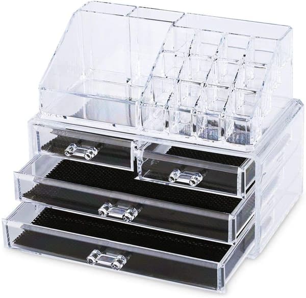 Sort kosmetik- og smykkeopbevaringsboks 23,5 * 14,5 * 18,5 cm, med