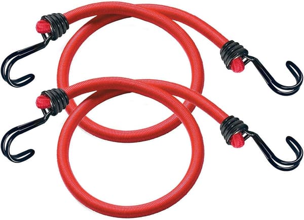 Gummistropper med krog [2-pak gummistropper] [Omvendt krog] - Perfekt til at bære last, camping, rød, 60 cm