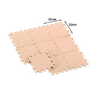 9x 1/12 Miniature Floor Mat Micro Landscape Dollhouse Mini Splicing Mats Scenery (Khaki)
