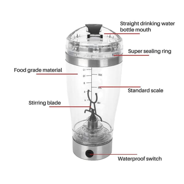 450 ml elektrisk proteinshaker - USB-oppladbar, smart mikser KLB