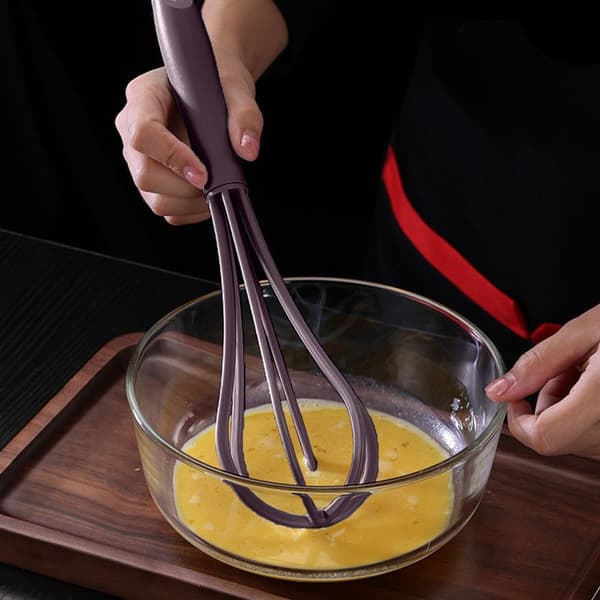 Smart Tool Silicone Whisk Durable Practical Heat Resistant Red Brown