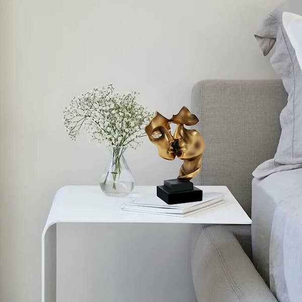 Modern skulptur, gyllene abstrakta konstfigurer, vardagsrumsdekoration
