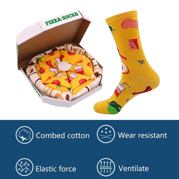 Pizza Mid Cotton Socks Men - Luova muoti Pekonijuoma KLB