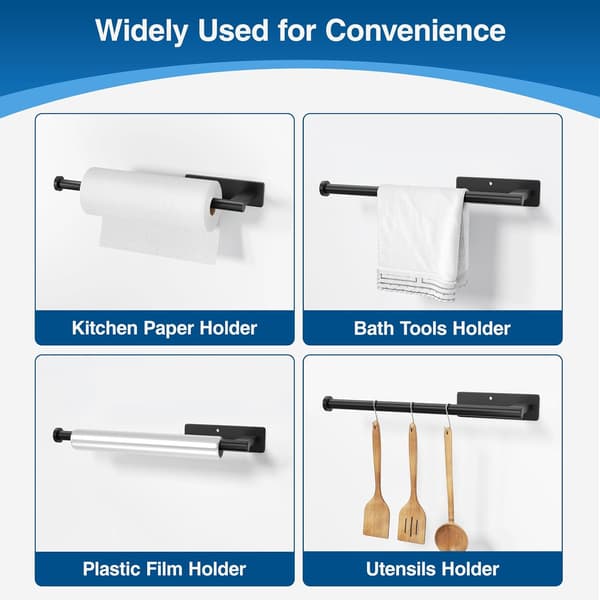 Paper Towel Holder Under Cabinet - Self-Adhesive or Drilling, Kitchen Roll Holder Wall Mounted
