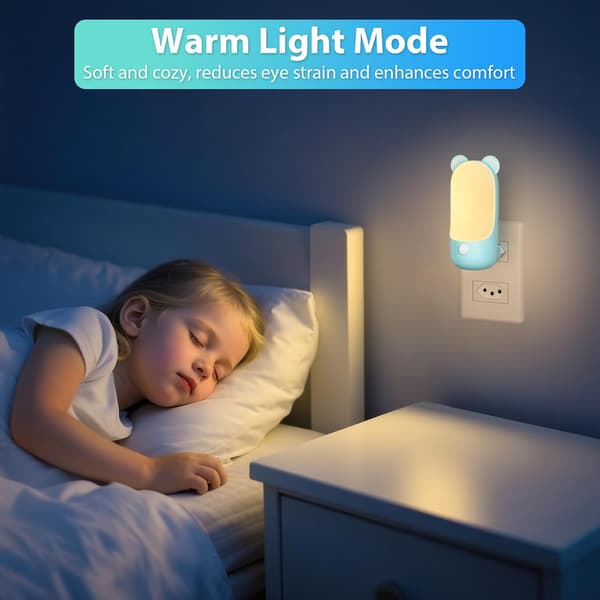 Nattlampe for barn, LED-plugg i romdekorasjon, nattlampe for barn med 2 moduser for trapper/kjøkken (blå)