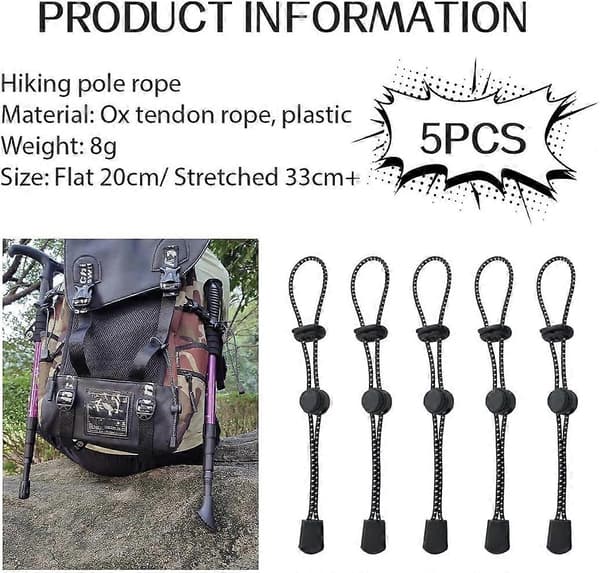 5-pack Ryggsäcksrep Spännen, Ryggsäck, Vandringsstavshållare, Vandring