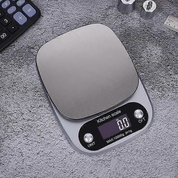 Precision Kitchen Scale 10kg/1g Digital Multifunction Scale for Baking, Cooking, BBQ Accessories - Silver, Easy-to-Read LCD Display