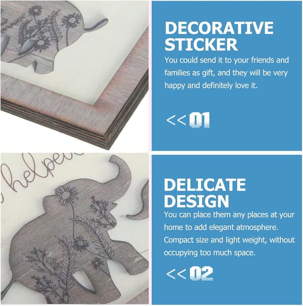 Træ Elefant Skrivebordsfotoholder 2 stk Delikat Design Let Charmerende Borddekoration