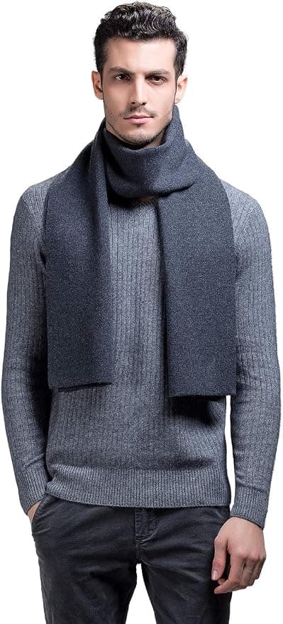 100 % australisk merinoull herrscarf stickad mjuk och varm (mörkgrå)