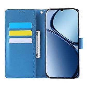 Til Samsung Galaxy A06 4G Etui Rose Blomst PU Læder Pung Telefon Etui med 3 Kortpladser Blå Blue