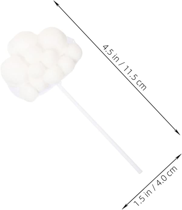 50 Pieces White Cloud Cake Toppers Cake Insert Decorations Made of Polyester Ball and Wood