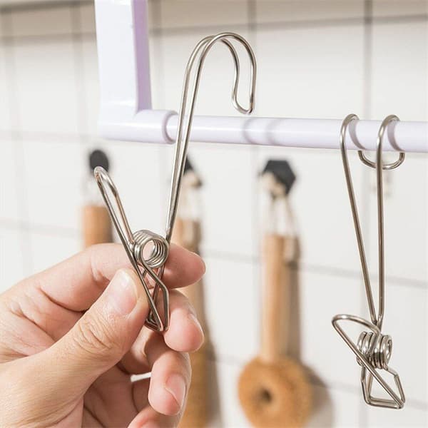 Krogklemme Opbevaringsstativ Køkken Badeværelse Multifunktionel Rustfrit Stål Holder 8 stk.
