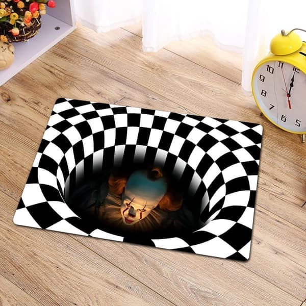 Halloween 3D-illusion Välkomstmatta - Rolig Läskig Virvelmatta - Halkfri Köksdörrmatta - Ny Inflyttningspresent