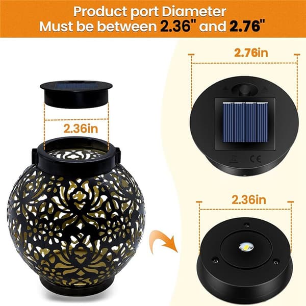 5-pack Solar Light Replacement Parts (Upper Size 2.76 inches, Lower Size 2.36 inches), 7 LED Warm White Waterproof