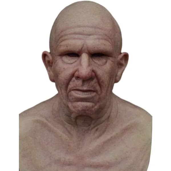 Halloween gummimaske, den eldre mannen hodeplagg realistisk silikonmaskerade helhode vanskelig rekvisitt skallet gammel mann_tfrf