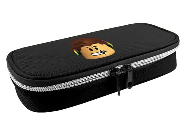 Virtual World Cartoon Print Canvas Pencil Case, Large Capacity Storage Student Pencil Case-9