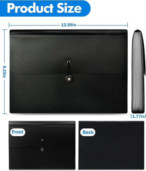 Expanding File Folders, 13 Pockets, Accordion File Organizer with Elastic Buckles