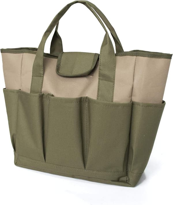 Stor Havepose med Flere Lommer til Havesæt, Haveværktøjspose (Grøn + Khaki)