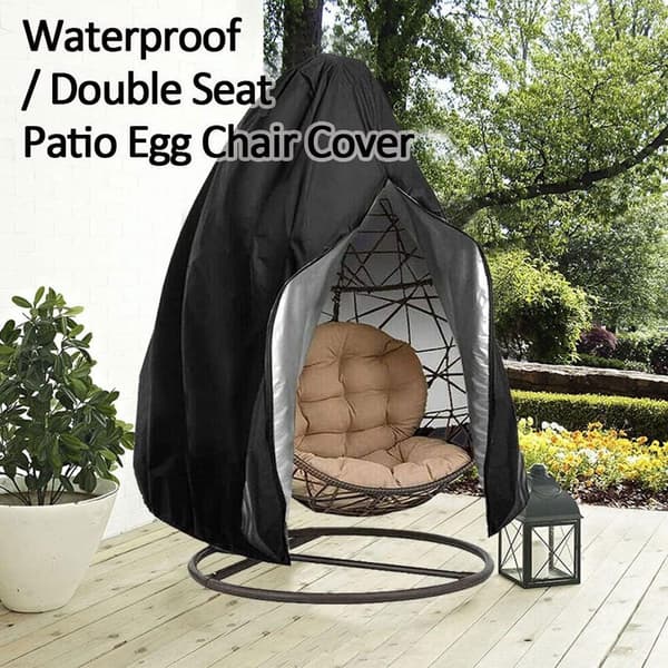 Egg Chair Cover 210D Hanging Chair Cover for Double Egg Swing Black