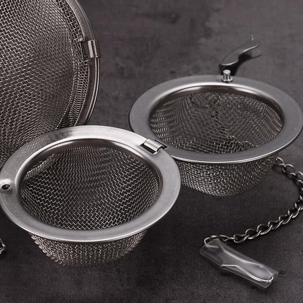 3 tebolde i rustfrit stål med net – Genanvendelig teinfuser til løse teblade med kædekrog, nem rengøring, holdbar tesigte