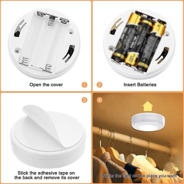 Cabinet/Cupboard Lighting, 3-Pack LED Lamps, Wireless, Warm White 4000 K, Dimmable,
