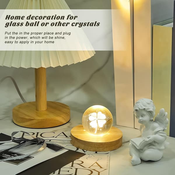 4 stk. LED-lysbase - Træ til krystaltrædisplay Glas Kunst Belyst Stand 3D Harpiks Kunst (Rund)