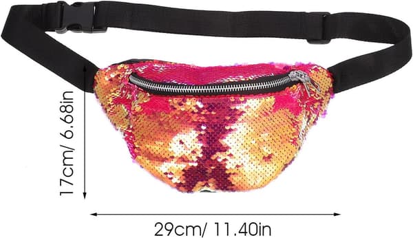 Paillet Fanny Pack med bogstavdesign og justerbar linning