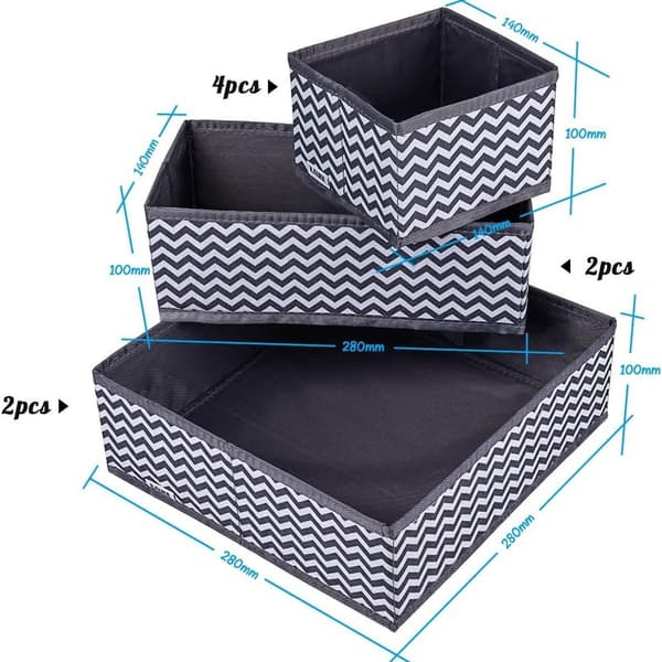 Drawer Organizer, 8 High-Quality Oxford Open Storage Boxes, Foldable