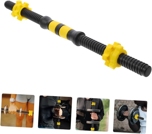 Manualstang Koblingsstang 45 cm med 4 doble mutterkoblinger Gul Treningsvektstangsett