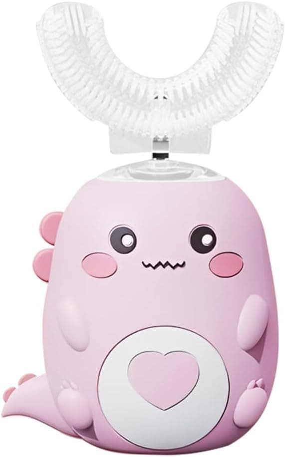 Electric U-shaped Children's Toothbrush - Ultrasonic 360° Cleaning, IPX7 Waterproof, 3 Adjustable Modes, Quiet Design Pink