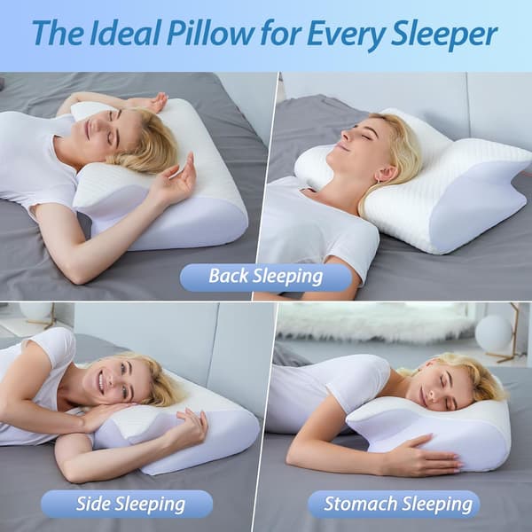 Ergonomisk Cervical Pute, 2 i 1 Ortopedisk Memory Foam Nakkepute, 60 x 40 x 11/13cm
