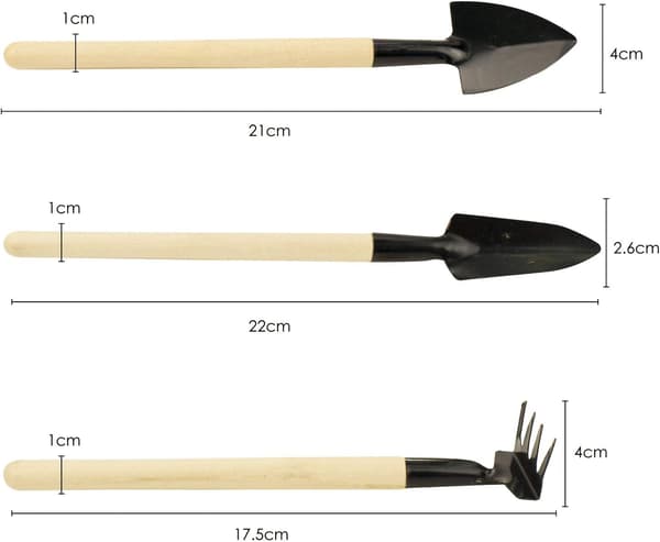 3-delt minihageredskapssett Blomsterpotterive Hagespade Spade Seedl