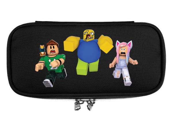 Virtual World Cartoon Print Canvas Pencil Case, Large Capacity Storage Student Pencil Case-5
